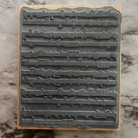 Large Sheet Music Background Stamp LIKE NEW Music Notes Treble Bass Clef Rubber - Picture 4 of 5